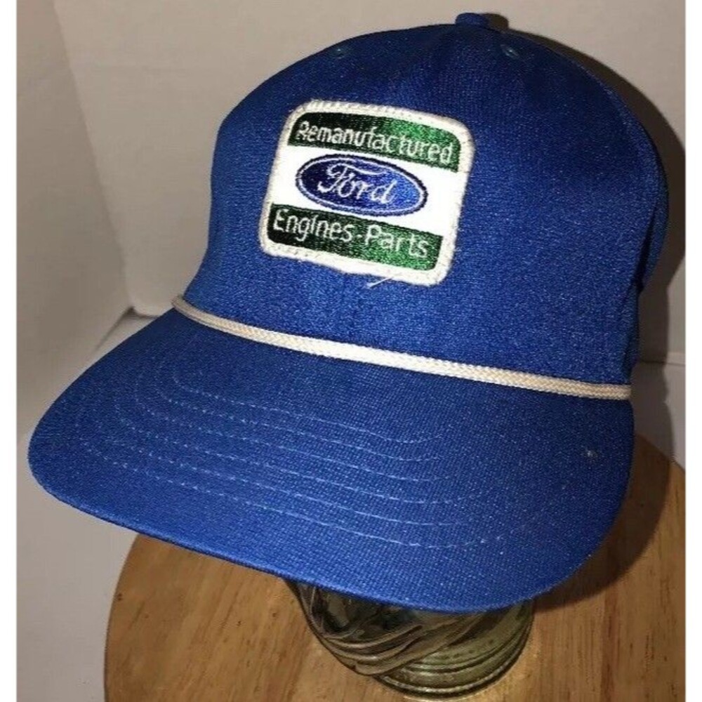 Vintage FORD REMANUFACTURED ENGINES PARTS 80s USA Blue Hat Cap Snapback Patch